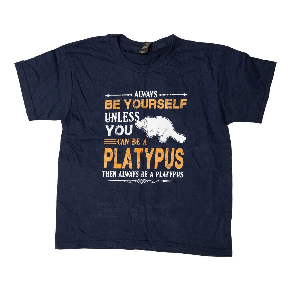 Anvil Boys Graphic Platypus T-shirt Navy Size XS